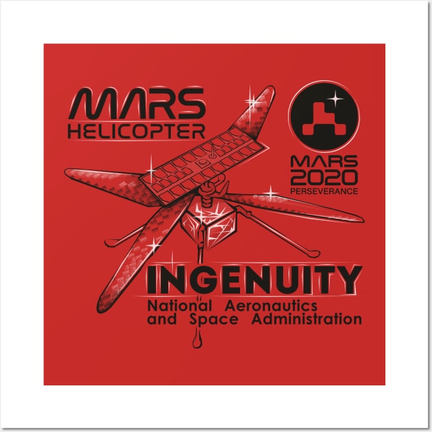 Ingenuity NASA's Mars Helicopter (*for light coloured shirts only*) Wall Art by Rover